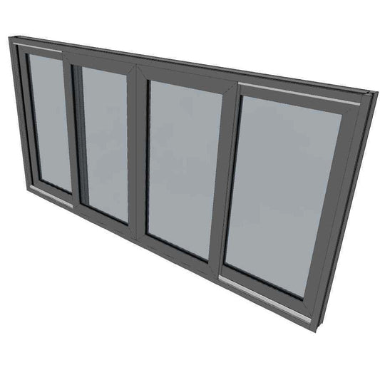 Black Sliding Window - 1195h X 2390w - EV87 Clear Tgh Double Glazed
