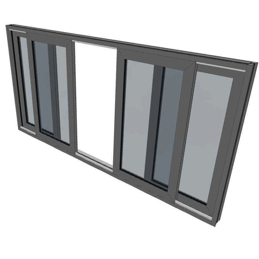 Black Sliding Window - 1195h X 2390w - EV87 Clear Tgh Double Glazed