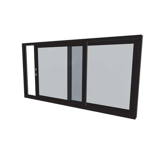 Black Sliding Window - 1200h X 2395w - EV87 Clear Tgh Double Glazed - Left Hand Open