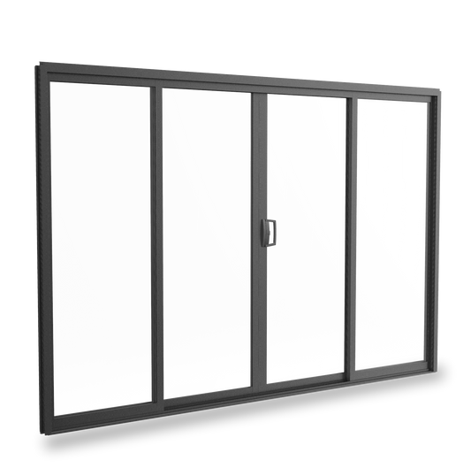 Black Sliding BiPart Door - 2095h X 2990w - 4 Panel - Double Glazed with FLYDOORS!